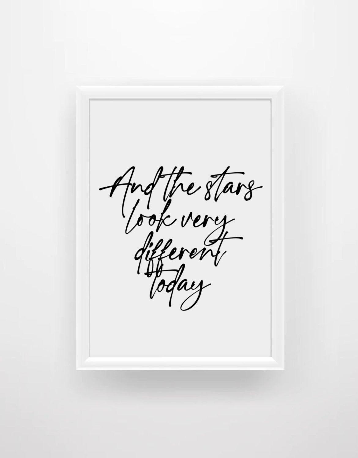 And the stars look very different today - David Bowie Space Oddity lyrics print (Fan art) - Chic Prints