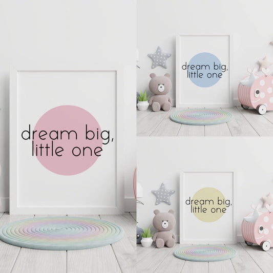 Dream big little one wall print - nursery wall quotes, nursery wall print, dream wall print, black and white nursery decor, new baby gifts-Chic Prints