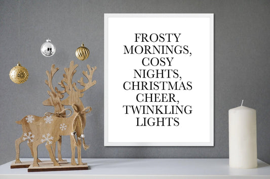 Frosty Mornings, Cosy Nights, Christmas Cheer, Twinkling Lights