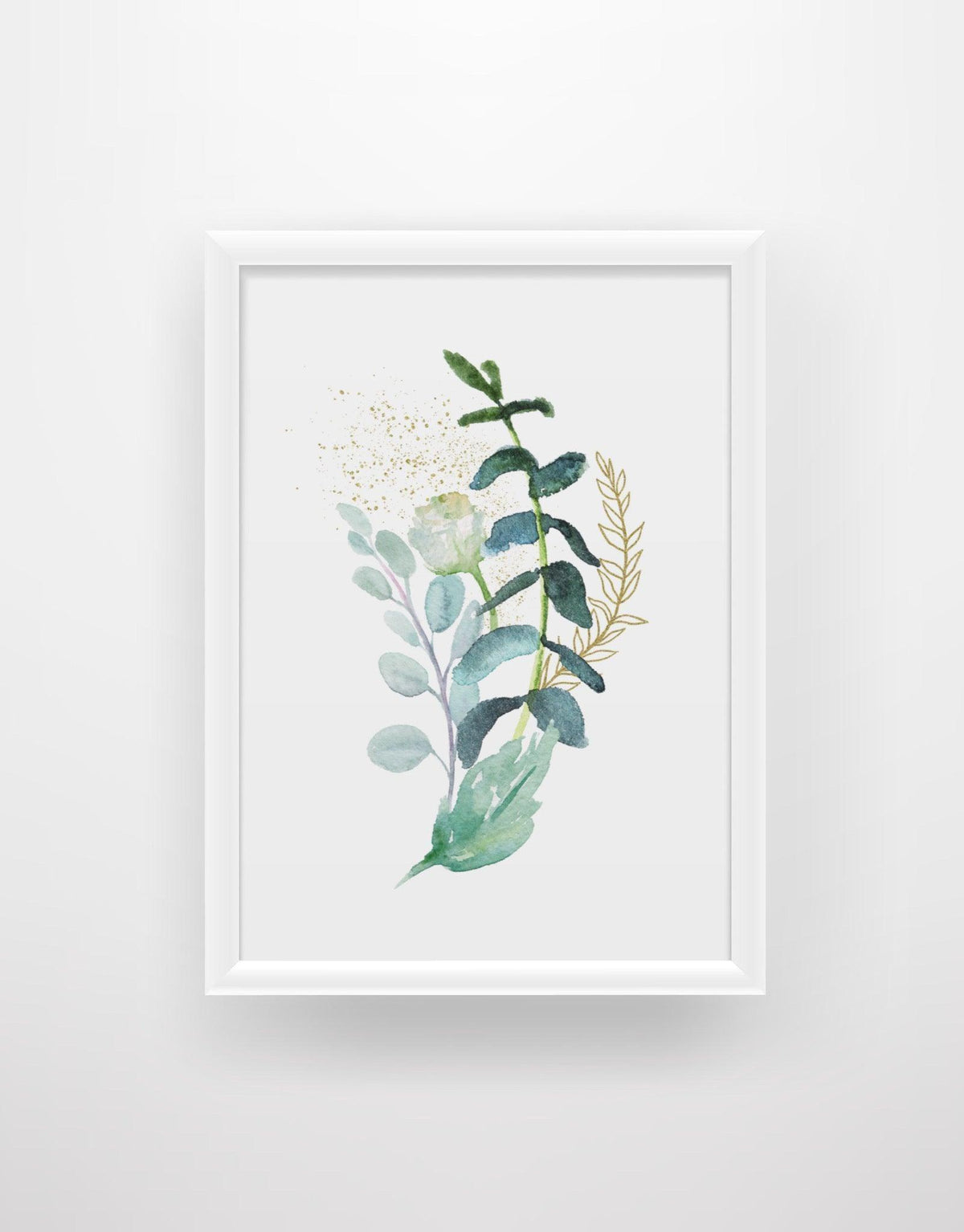 Green and Gold Botanical Watercolour Set - Chic Prints