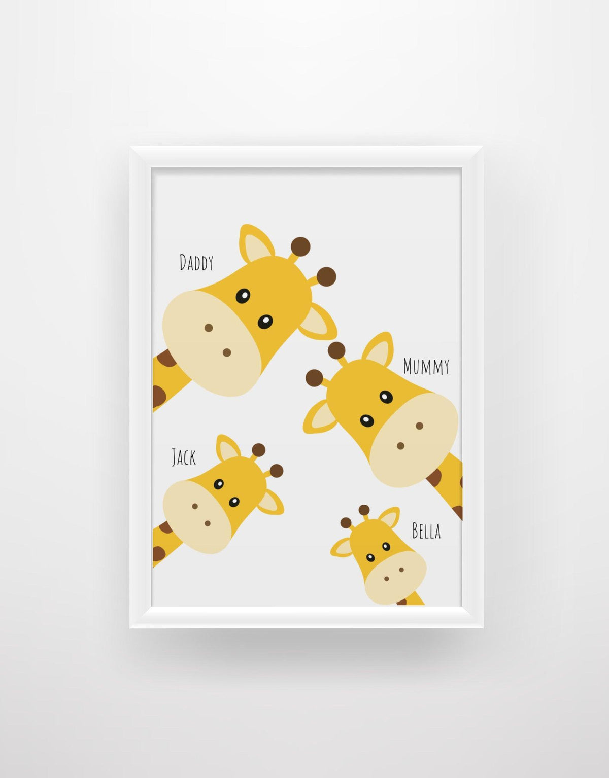 Personalised Giraffe Family Print - Chic Prints